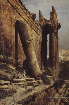 Ruinas del templo de Baalbek Gustav Bauernfeind Orientalist Ölgemälde